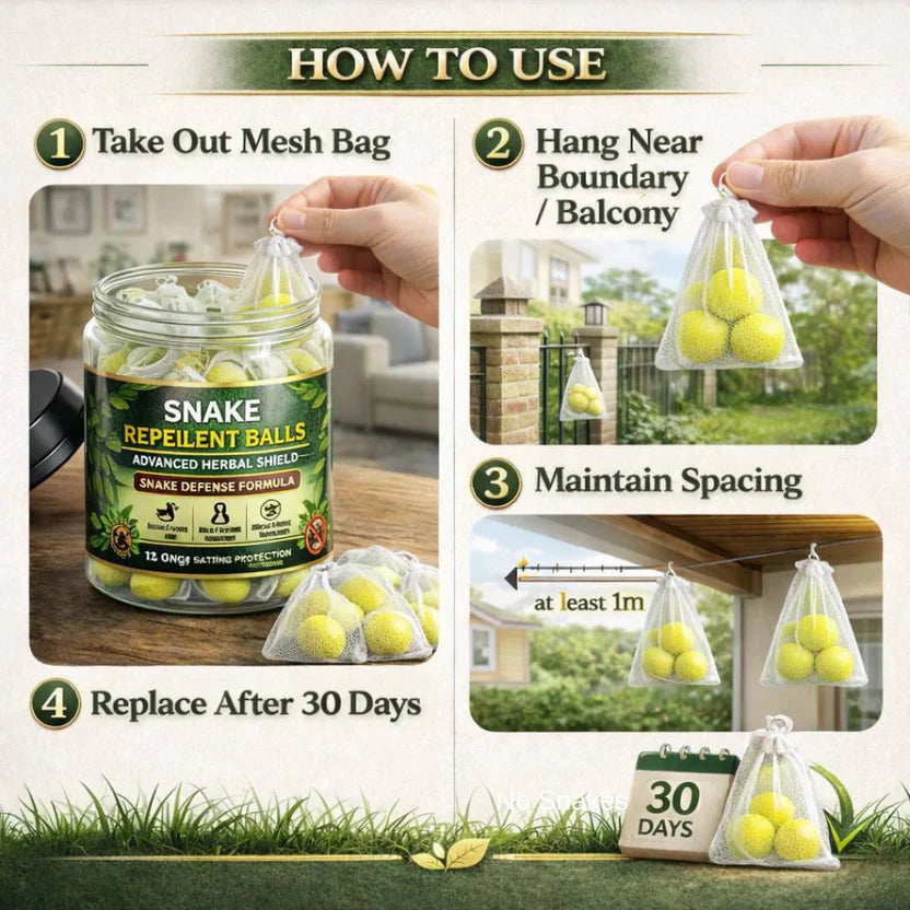 Snake Repellent Balls Natural Snake Deterrent – Advanced Herbal Shield Reptile Repeller for Home, Garden, Lawn & Farm Perimeter Boundary