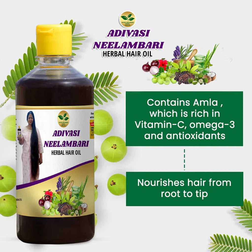 Adivasi Hair Oil Neelambari Herbal Hair Oil (125ml) – Traditional Forest Herbs Scalp Care Oil with Bhringraj & Amla for Long & Thick Hair