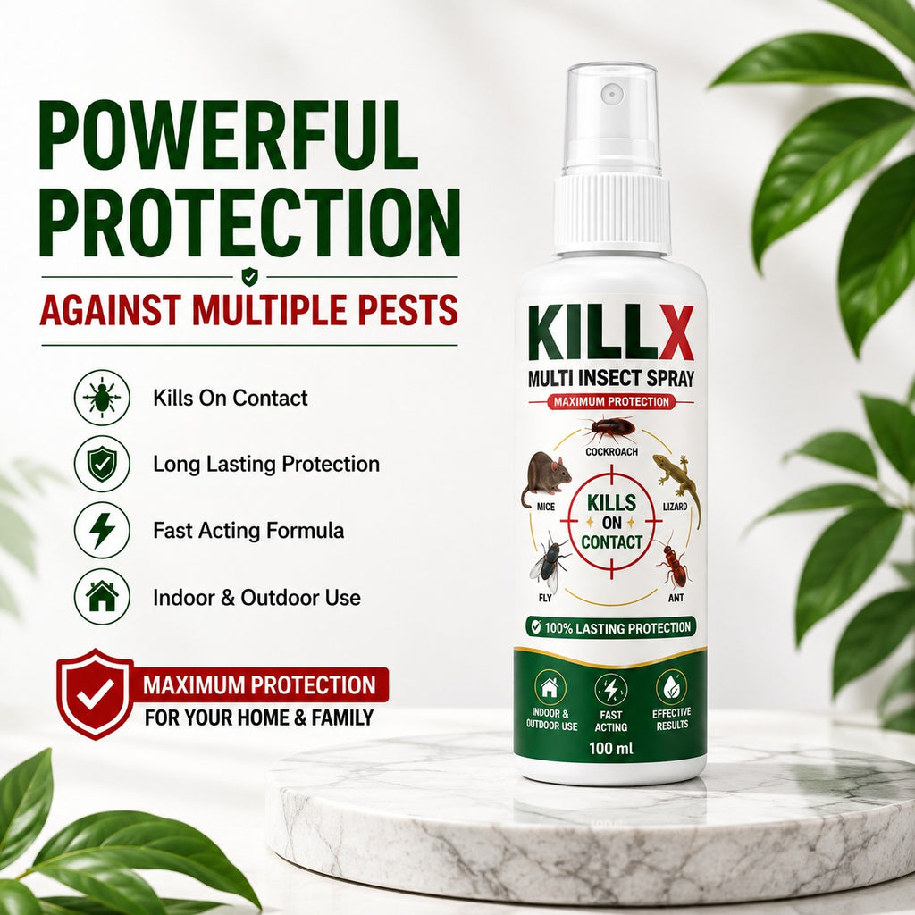 (Pack of 3) KillX Multi Insect Spray – Fast Acting Bed Bug Spray, Cockroach & Mosquito Killer for Home, Kitchen & Mattresses