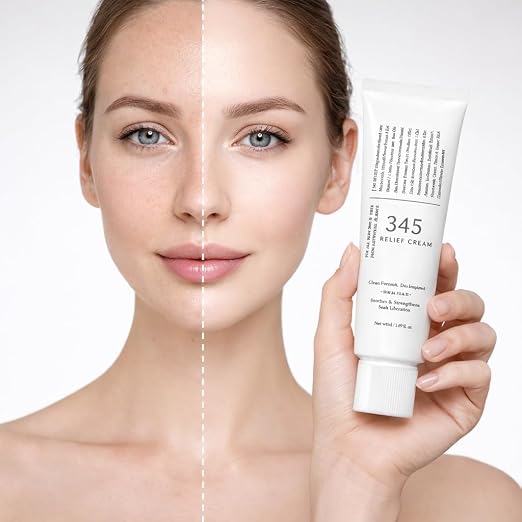 (Pack of 2) 345 Relief Cream Face Moisturizer – Soothing Skin Barrier Repair Gel Cream for Acne-Prone & Sensitive Skin