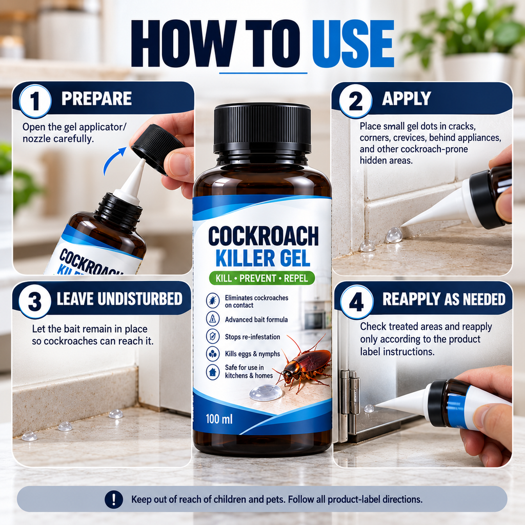 (Pack of 2) Cockroach Killer Gel Anti Cockroach Gel Bait – Fast Acting Roach Killer Paste for Kitchen Cabinets, Sinks & Home Pest Control