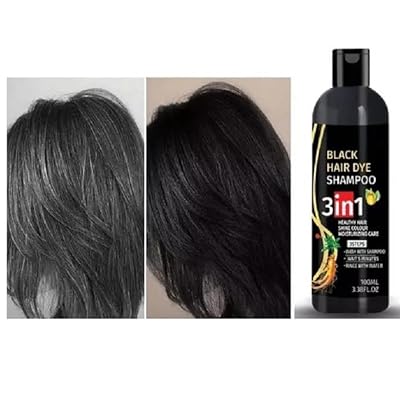 (Pack of 2) Black Hair Dye Shampoo 3-in-1 Hair Color Shampoo – Instant Grey Coverage Shampoo Based Hair Dye for Men & Women