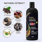 (Pack of 2) Black Hair Dye Shampoo 3-in-1 Hair Color Shampoo – Instant Grey Coverage Shampoo Based Hair Dye for Men & Women