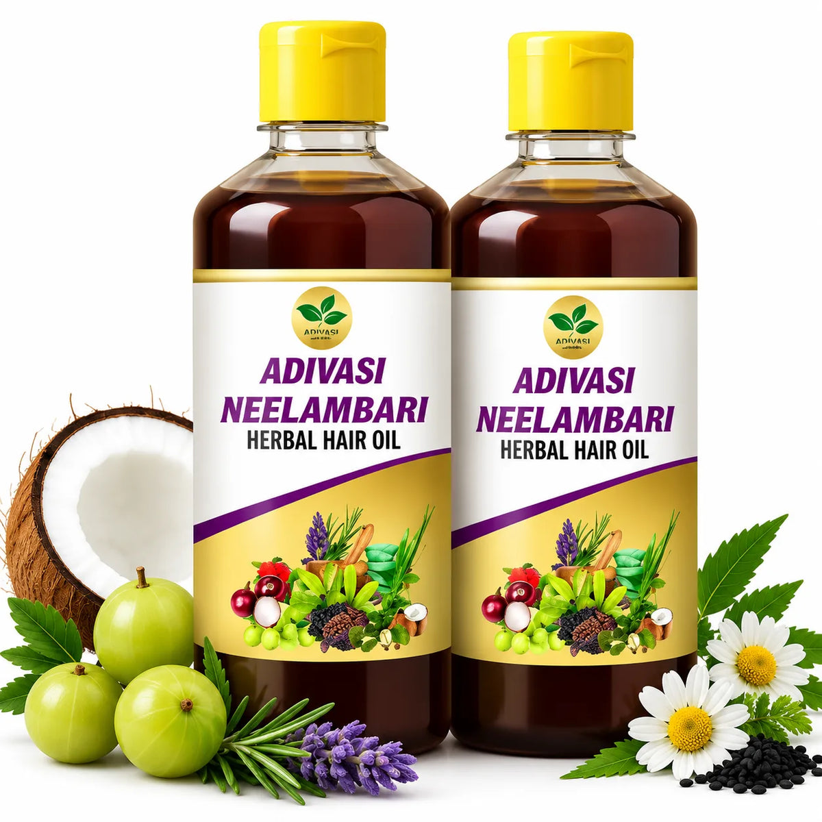 Adivasi Hair Oil Neelambari Herbal Hair Oil (125ml) – Traditional Forest Herbs Scalp Care Oil with Bhringraj & Amla for Long & Thick Hair