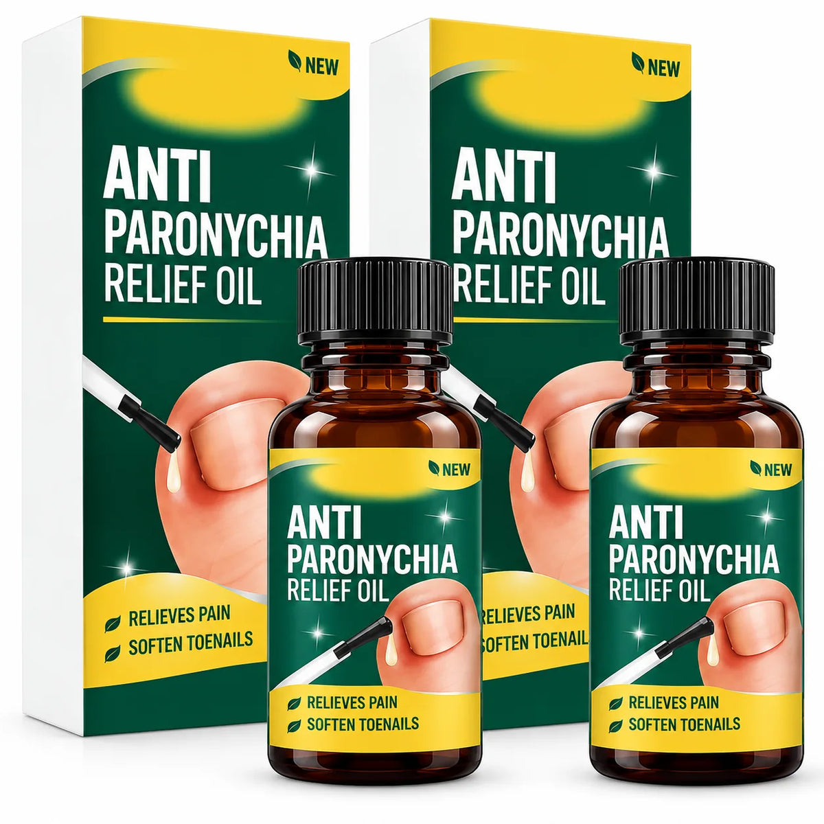 (Pack of 2) Anti Paronychia Relief Oil - Herbal Toenail Care Drops for Ingrown Nails, Cuticle Softening & Nail Bed Repair