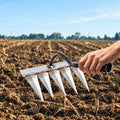 Garden Hand Rake Cultivator (5 Tines) – Heavy Duty Steel Soil Loosening & Weeding Tool with Ergonomic Handle for Home Gardening & Potted Plants