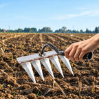 Garden Hand Rake Cultivator (5 Tines) – Heavy Duty Steel Soil Loosening & Weeding Tool with Ergonomic Handle for Home Gardening & Potted Plants