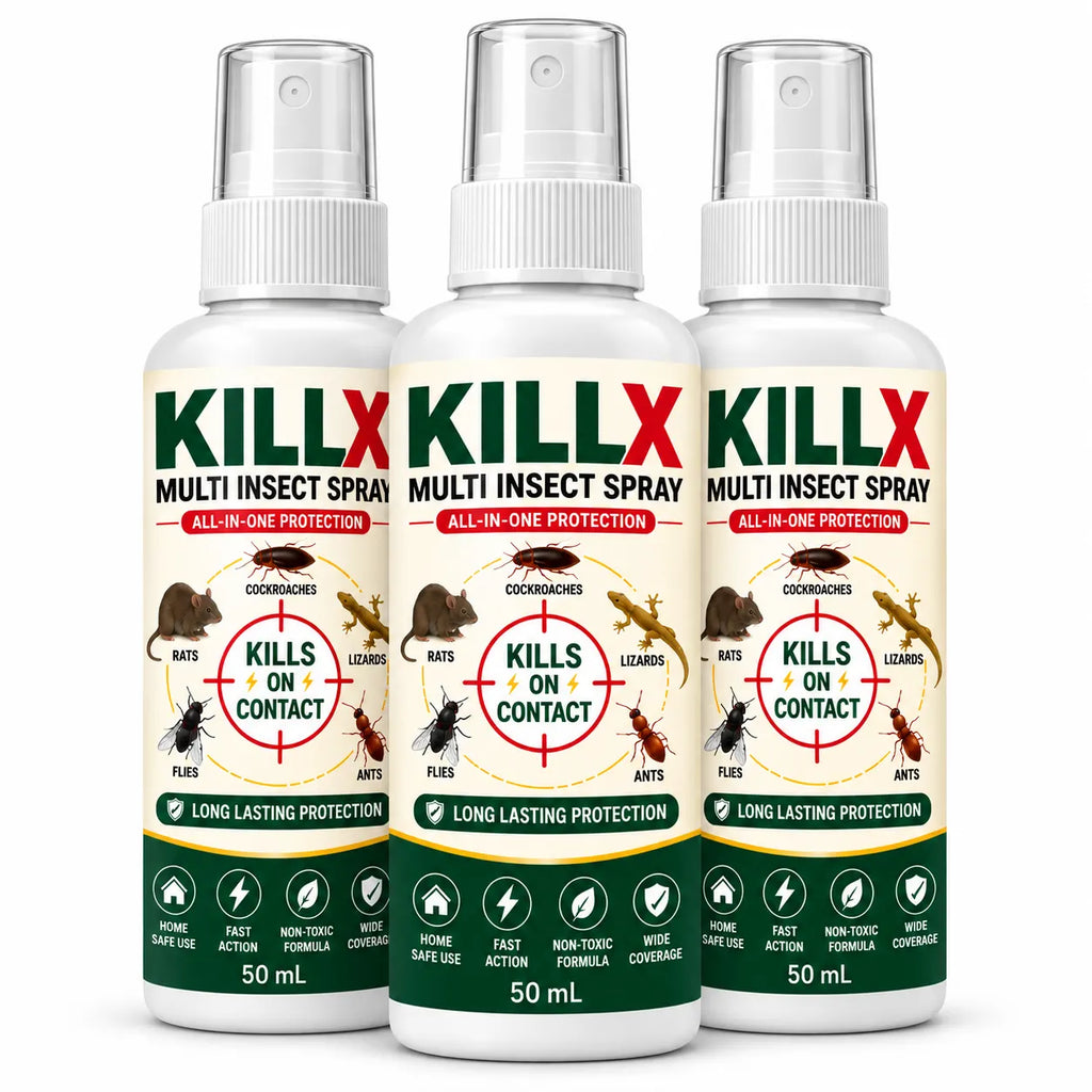 (Pack of 3) KillX Multi Insect Spray – Fast Acting Bed Bug Spray, Cockroach & Mosquito Killer for Home, Kitchen & Mattresses