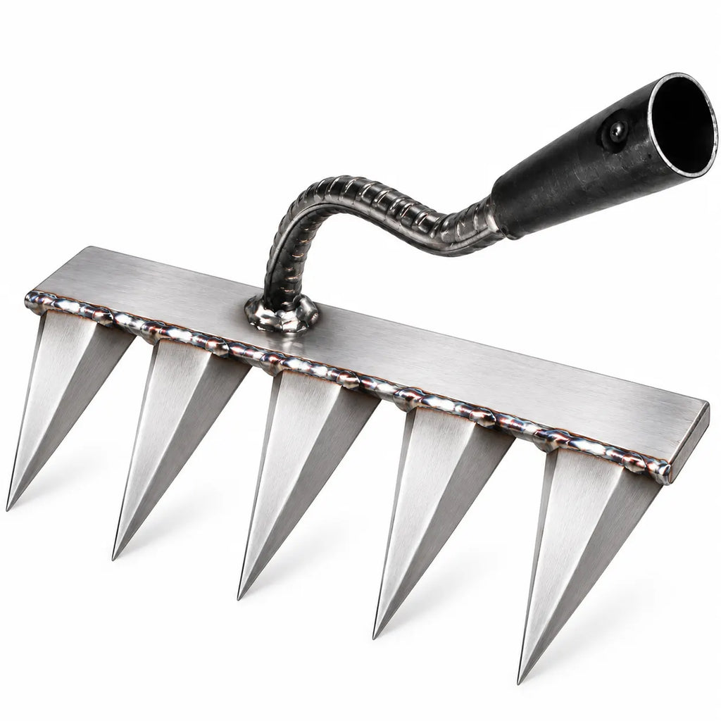Garden Hand Rake Cultivator (5 Tines) – Heavy Duty Steel Soil Loosening & Weeding Tool with Ergonomic Handle for Home Gardening & Potted Plants