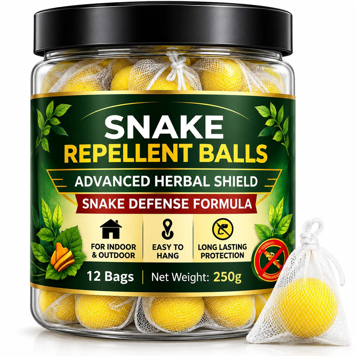 Snake Repellent Balls Natural Snake Deterrent – Advanced Herbal Shield Reptile Repeller for Home, Garden, Lawn & Farm Perimeter Boundary