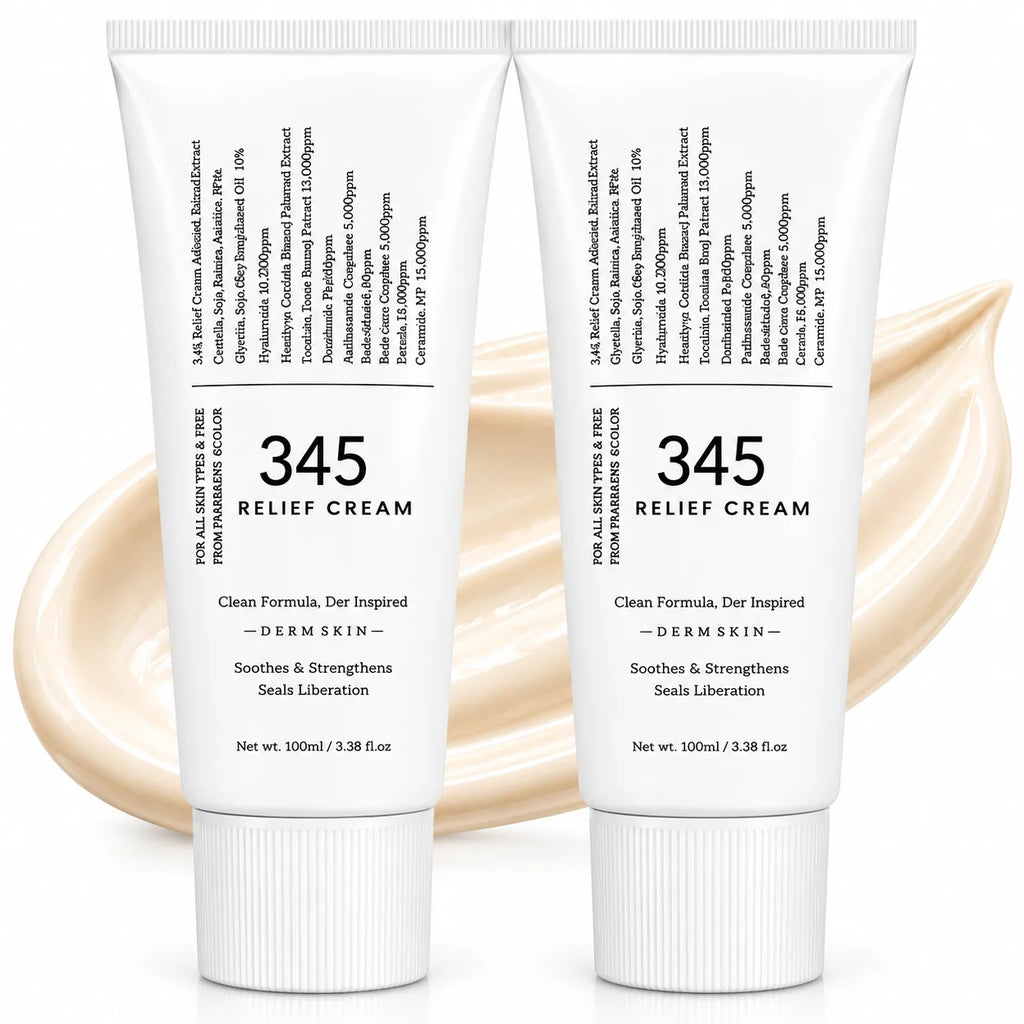 (Pack of 2) 345 Relief Cream Face Moisturizer – Soothing Skin Barrier Repair Gel Cream for Acne-Prone & Sensitive Skin