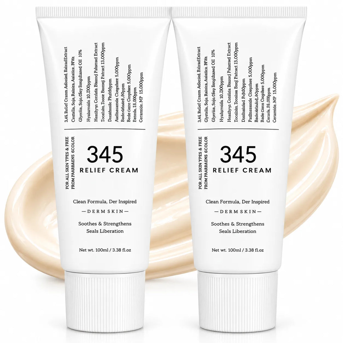 (Pack of 2) 345 Relief Cream Face Moisturizer – Soothing Skin Barrier Repair Gel Cream for Acne-Prone & Sensitive Skin