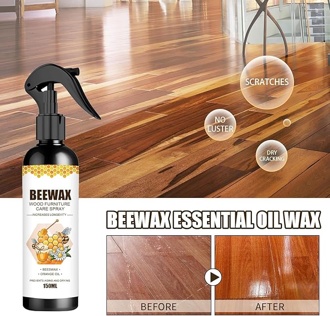 (Pack of 2) Wood Polish Furniture & Wood Polish Liquid – Natural Beeswax Spray & Door Polish for Teak Wood Furniture, Cabinets & Floor Restorer