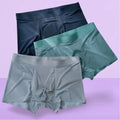 (Pack of 3) Men's Ice Silk Boxer Briefs Seamless Underwear – Ultra Thin Breathable Cooling Trunks with Anti-Chafing Stretch for Daily Wear