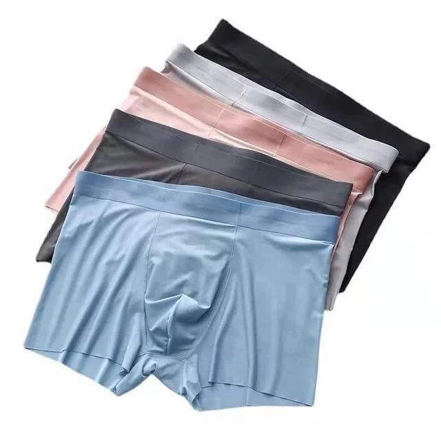 (Pack of 3) Men's Ice Silk Boxer Briefs Seamless Underwear – Ultra Thin Breathable Cooling Trunks with Anti-Chafing Stretch for Daily Wear