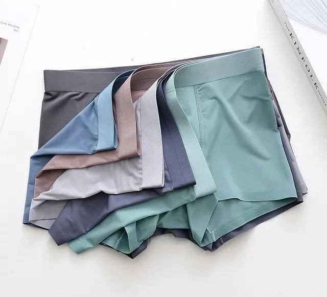 (Pack of 3) Men's Ice Silk Boxer Briefs Seamless Underwear – Ultra Thin Breathable Cooling Trunks with Anti-Chafing Stretch for Daily Wear