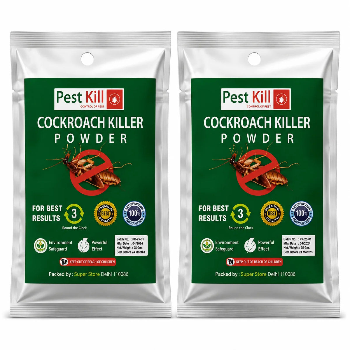 (Pack of 2) Cockroach Killer Powder Roach Killer Powder – Fast Acting Boric Acid Insecticide Powder for Kitchen, Drains & Home