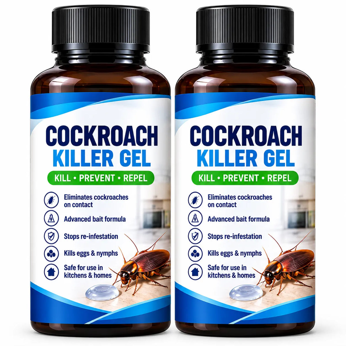 (Pack of 2) Cockroach Killer Gel Anti Cockroach Gel Bait – Fast Acting Roach Killer Paste for Kitchen Cabinets, Sinks & Home Pest Control