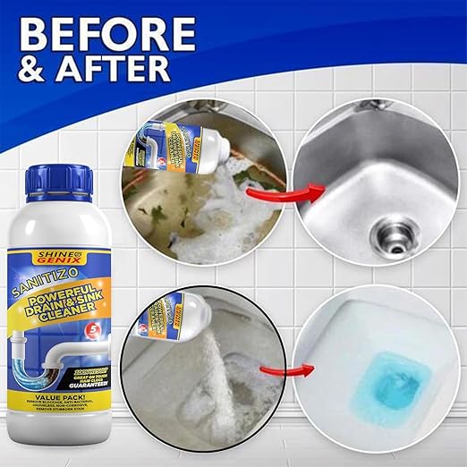 (Buy 1 Get 3 Free) Drain Cleaner Powder Sink & Pipe Blockage Cleaner – Fast Acting Drainage Block Remover for Kitchen Sink, Bathroom Washbasin & Toilet