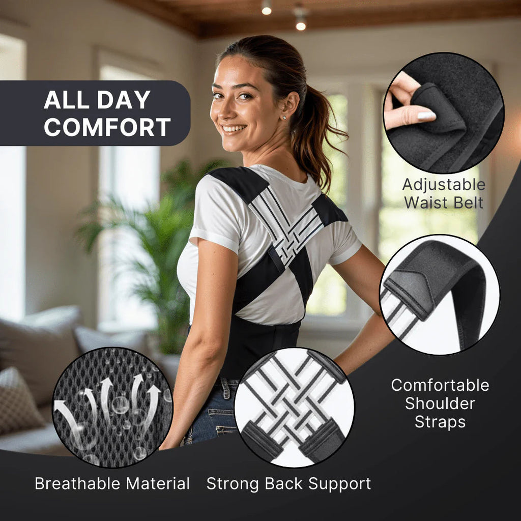 Posture Corrector Belt for Men & Women – Adjustable Back Straight Belt & Shoulder Support Brace for Spine Alignment & Hunchback Correction